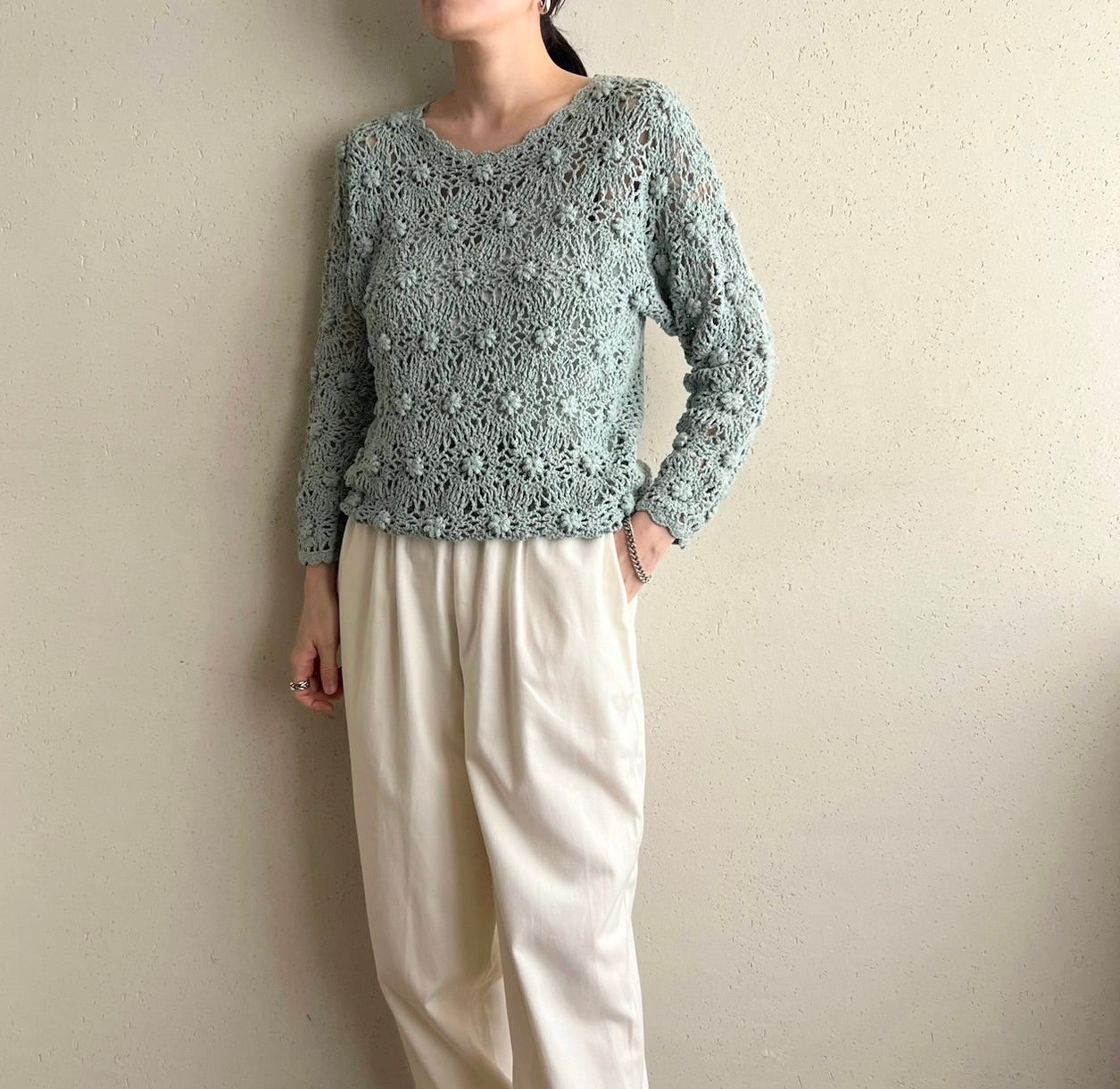 90s Silk Crochet Top