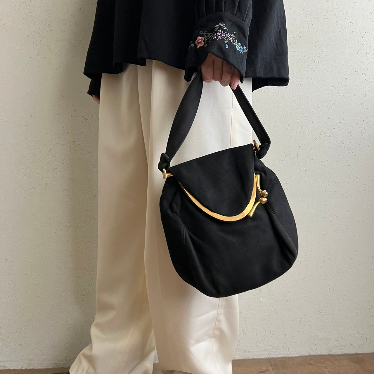 40s,50s Suede Bag Made in France