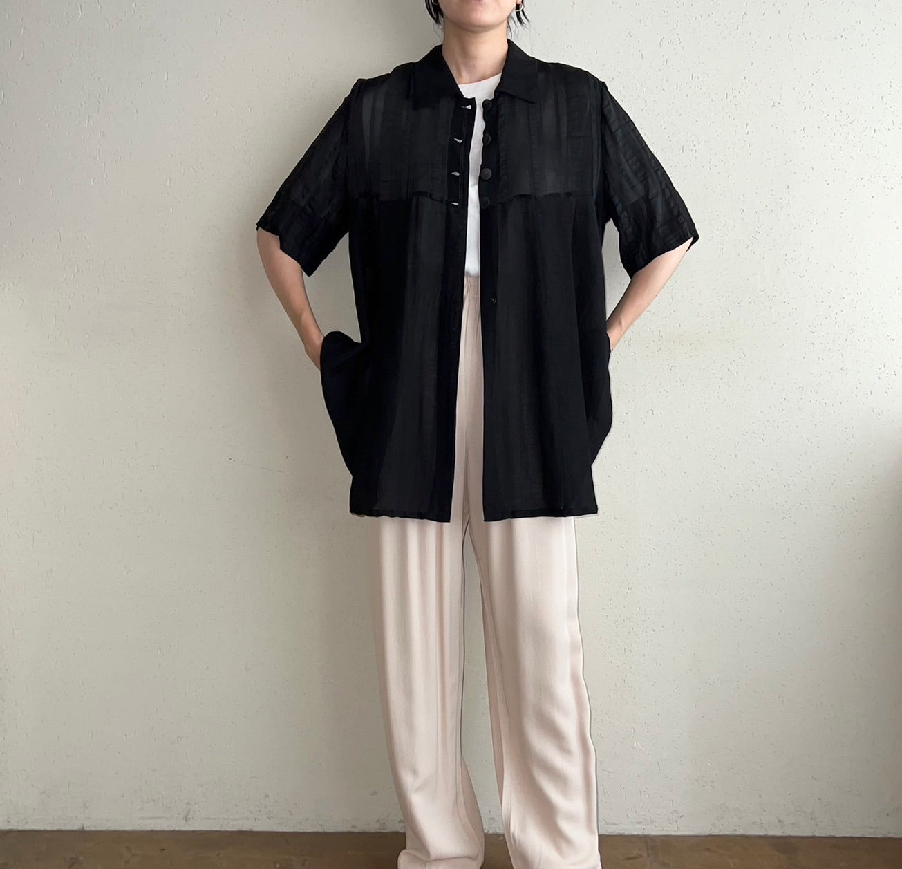 90s Black Sheer Shirt Made in Italy