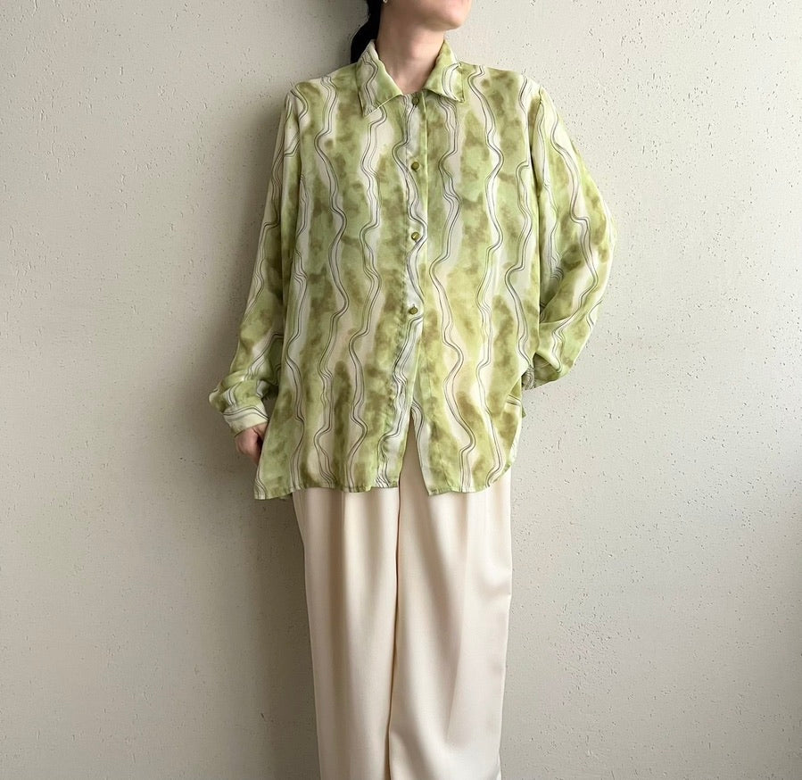 90s EURO Sheer Printed Shirt