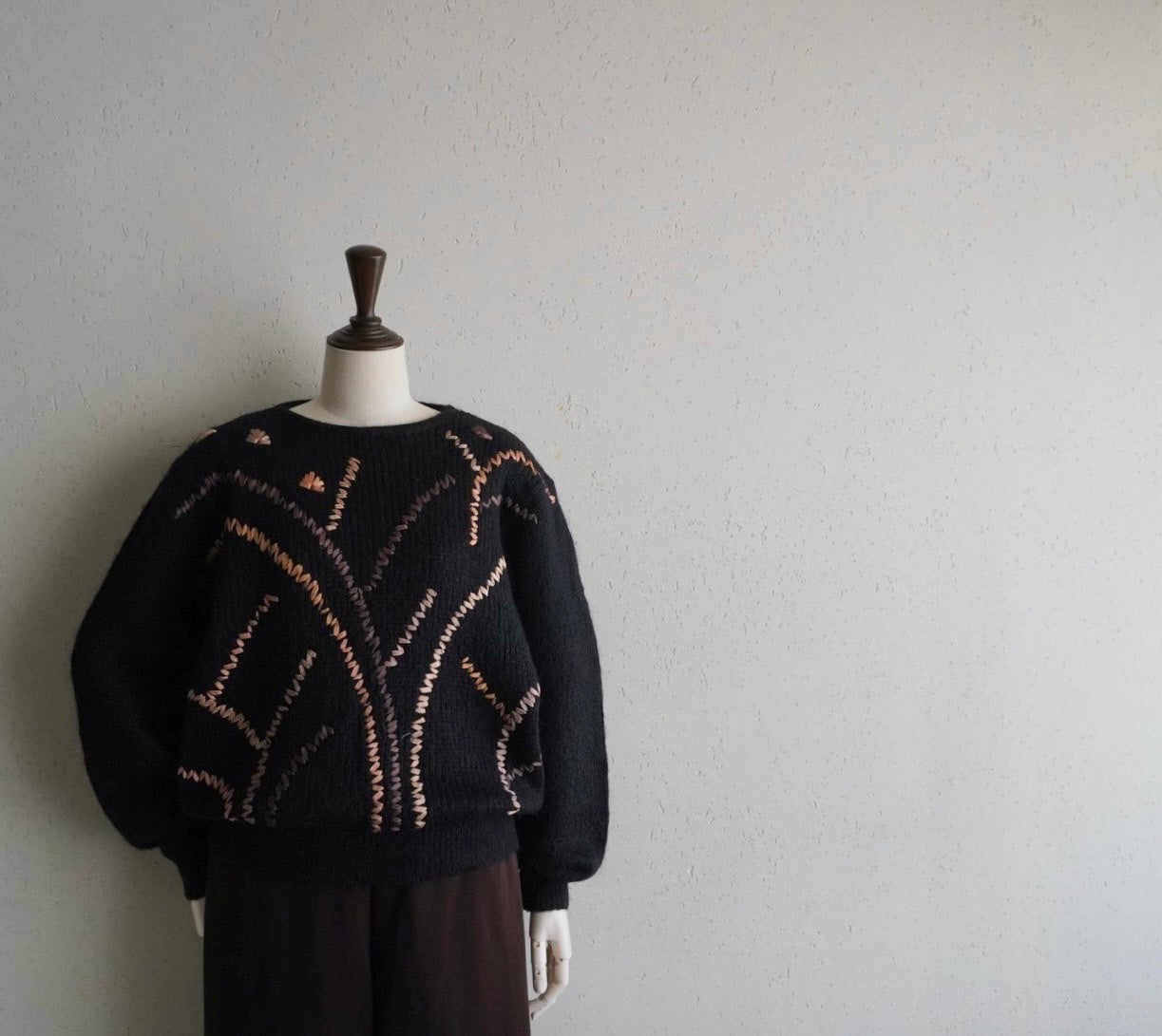 80s EURO Ribbon Design Mohair Knit