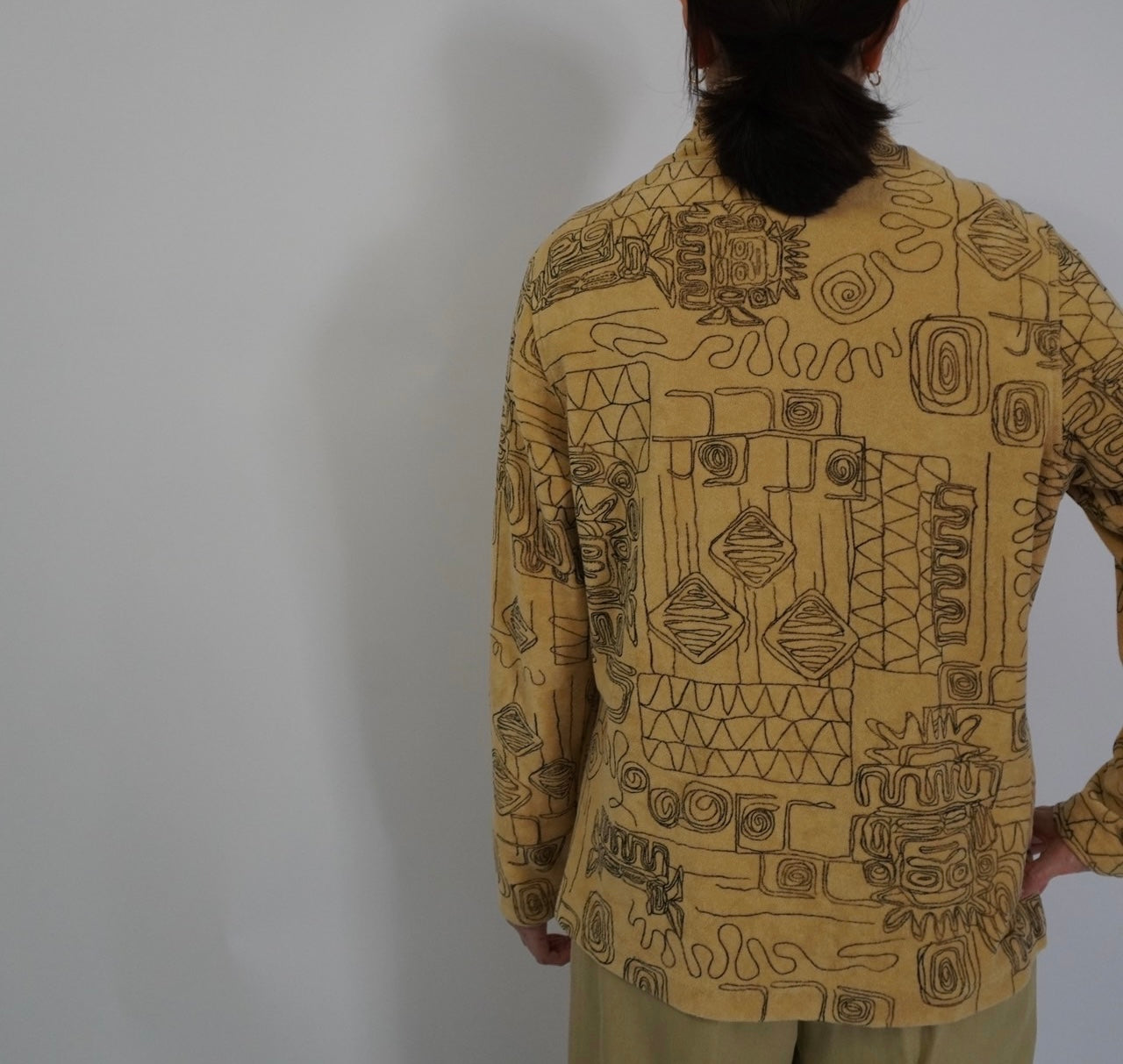 90s Abstract Printed Zip Top