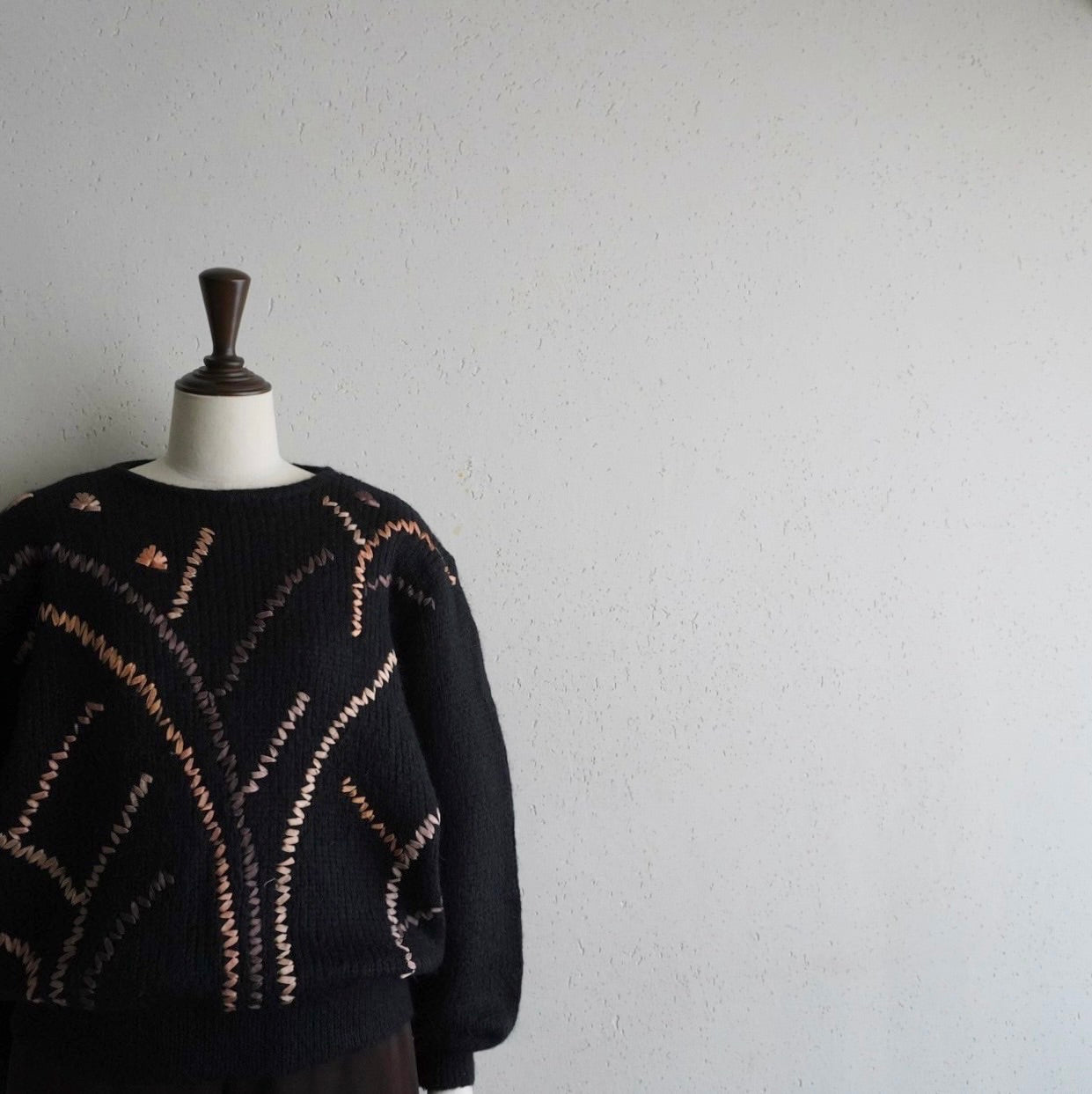 80s EURO Ribbon Design Mohair Knit