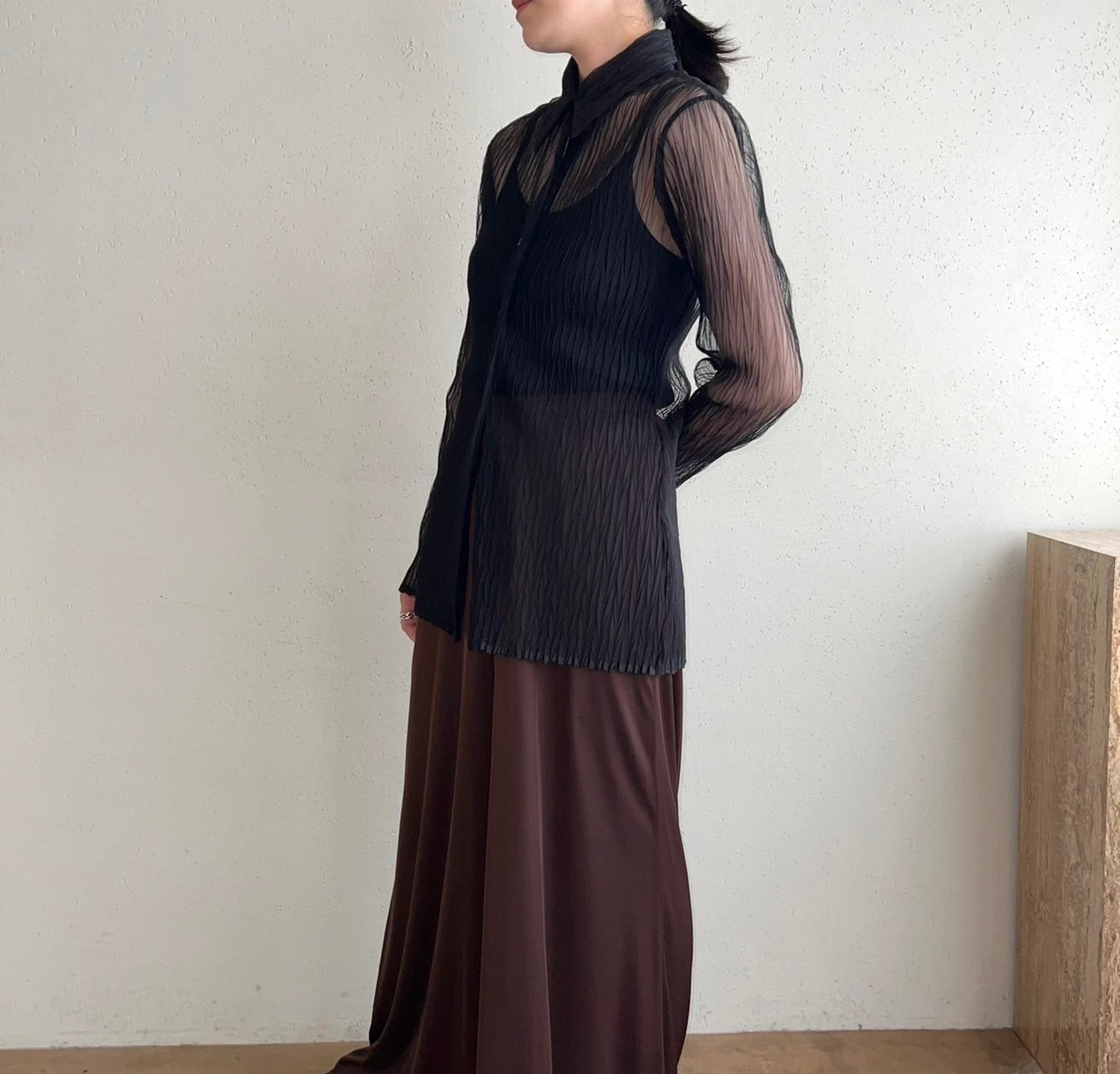 90s Black Sheer Shirt