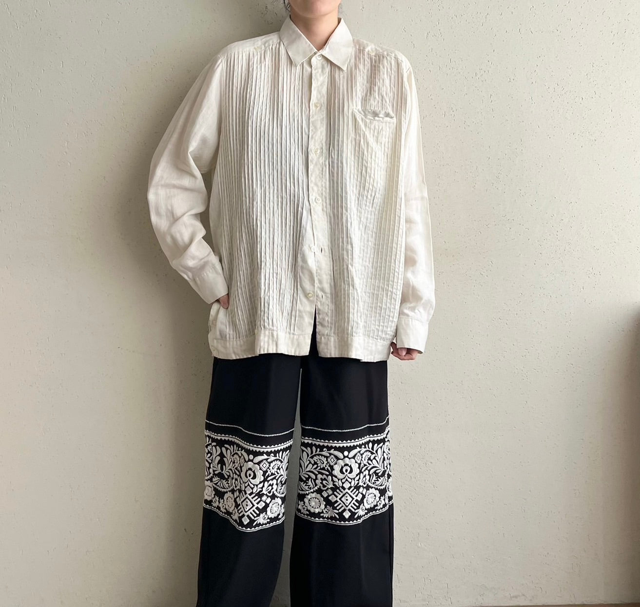 90s Pleated Design Shirt