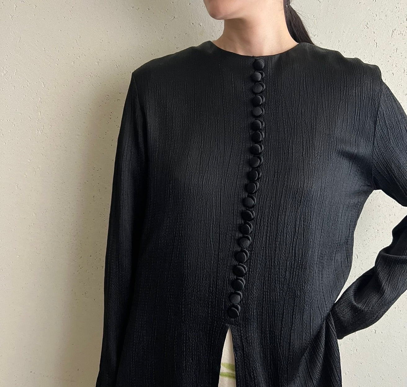 90s Black Design Blouse
