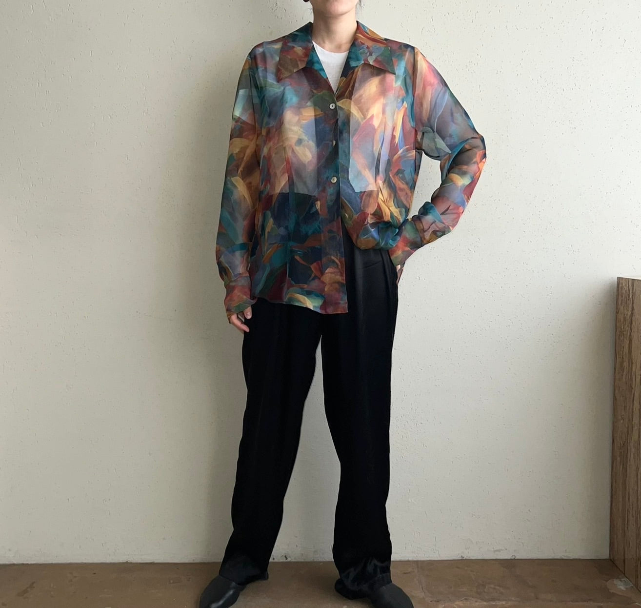 90s Printed Sheer Shirt Made in USA