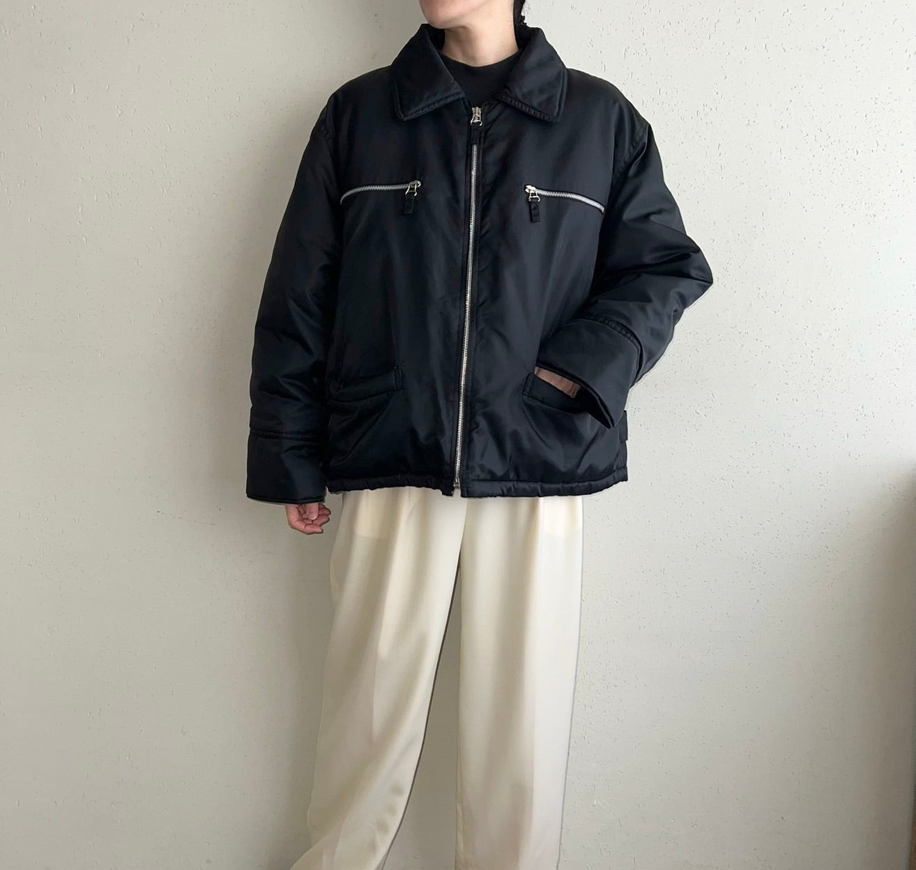 90s Black Nylon Jacket Made in Italy