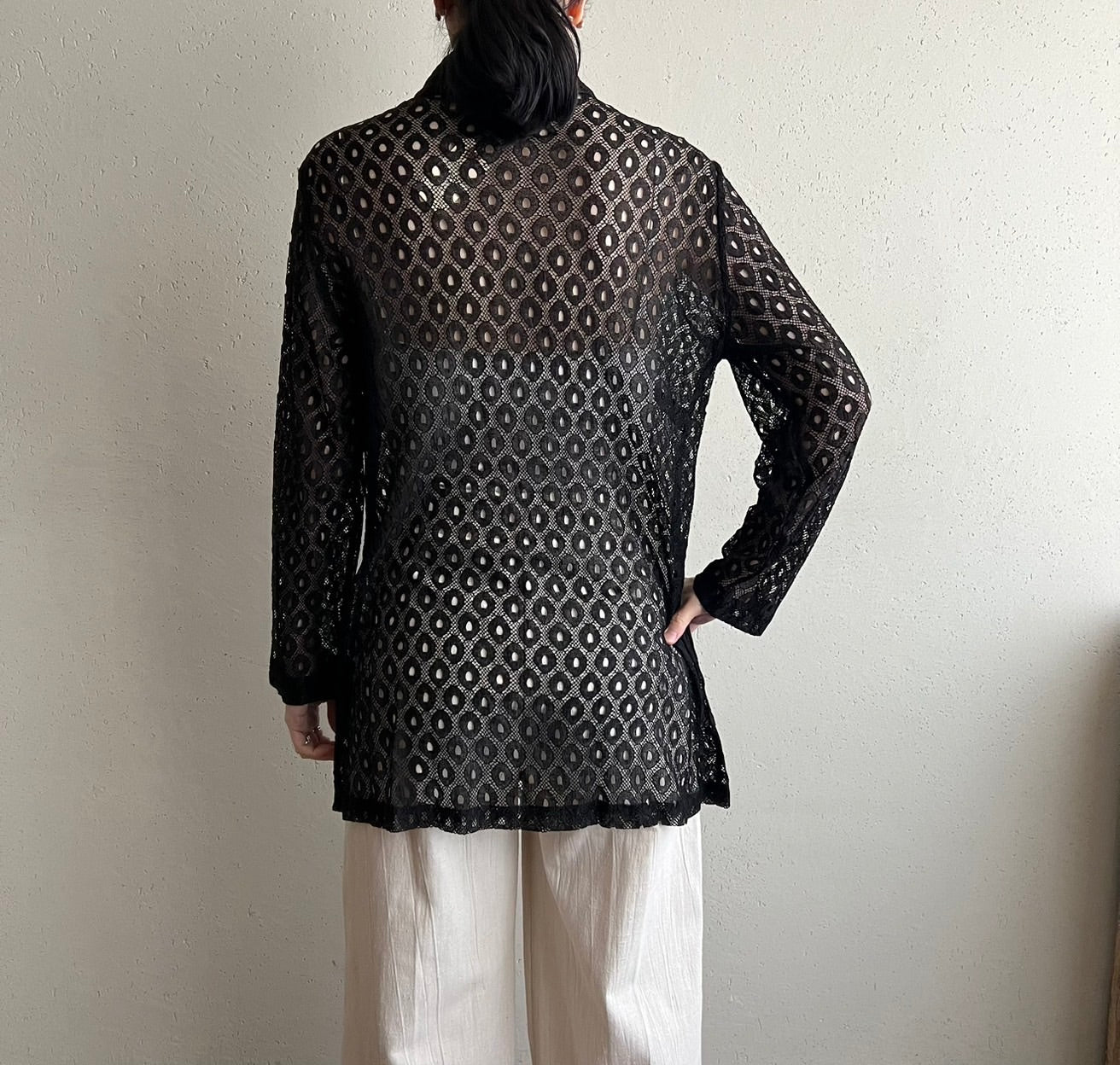 70s Black Mesh Shirt