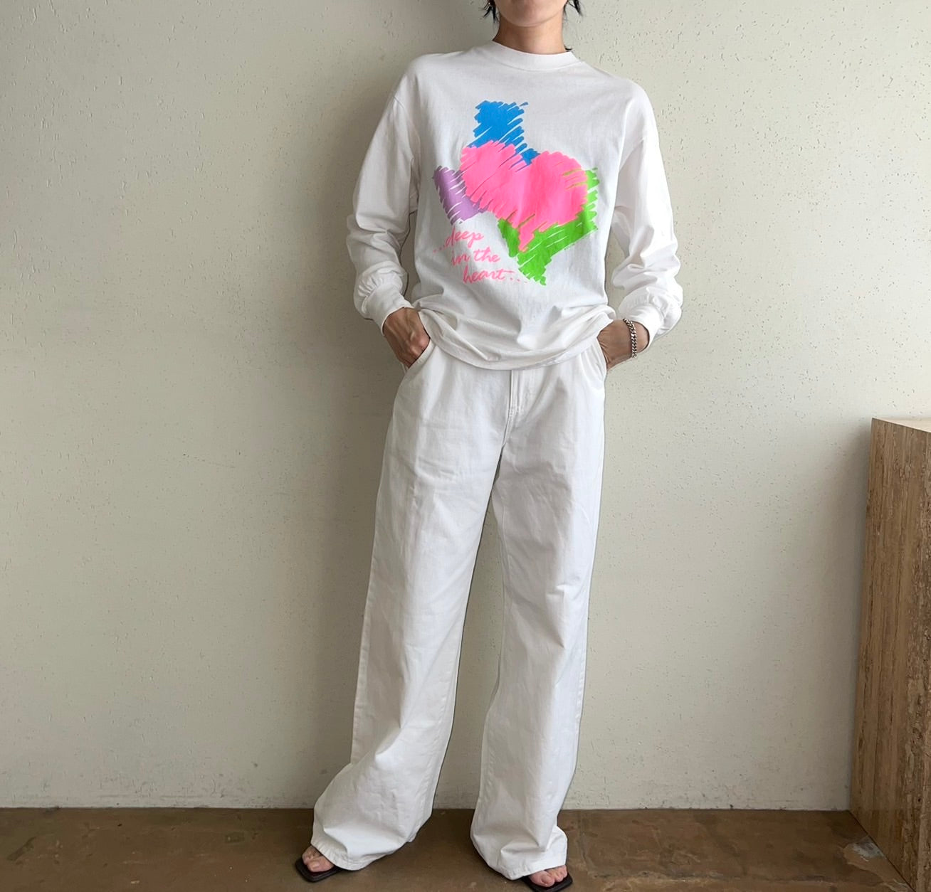 80s Printed Long Sleeves T-shirt Made in USA