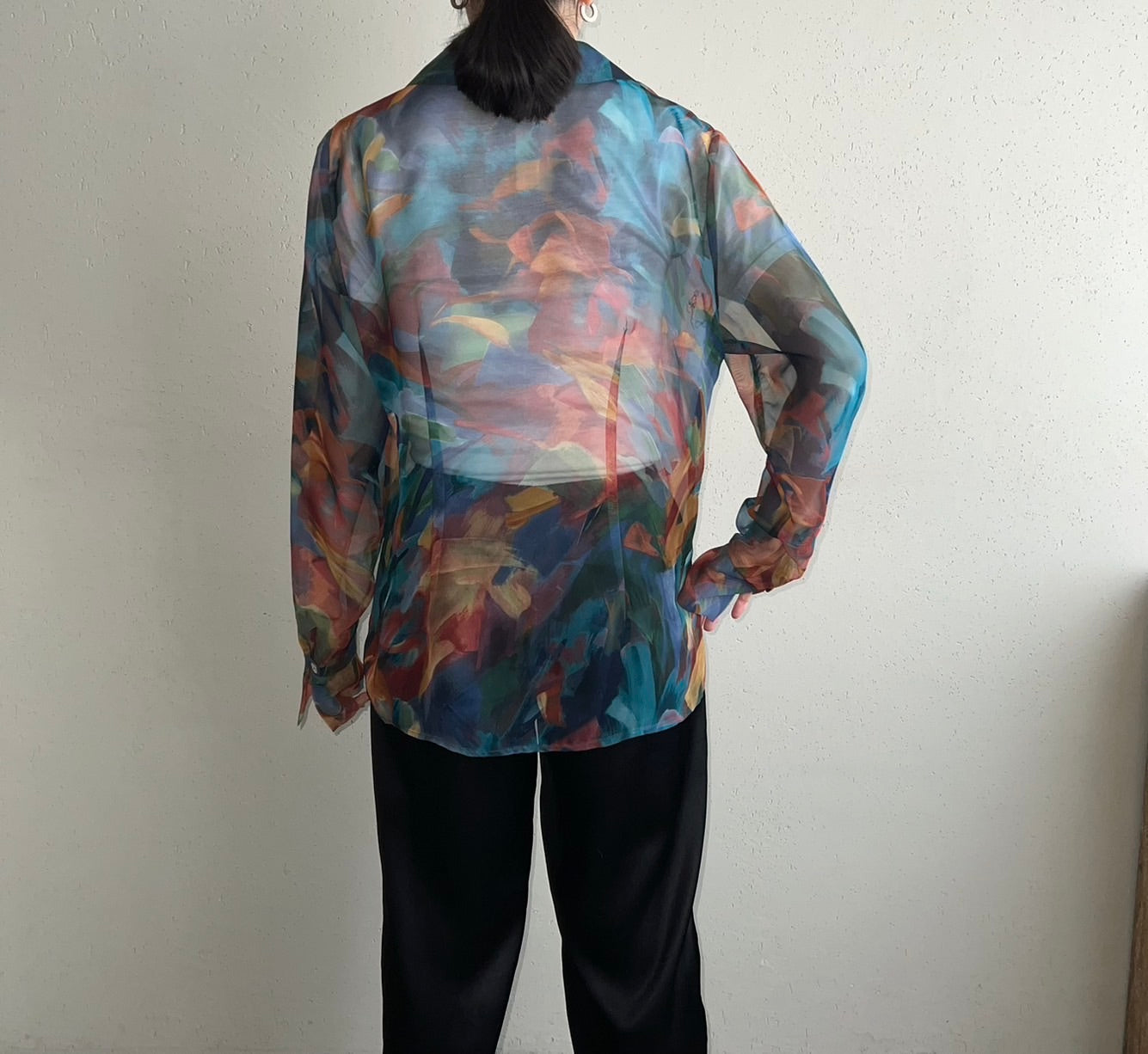 90s Printed Sheer Shirt Made in USA