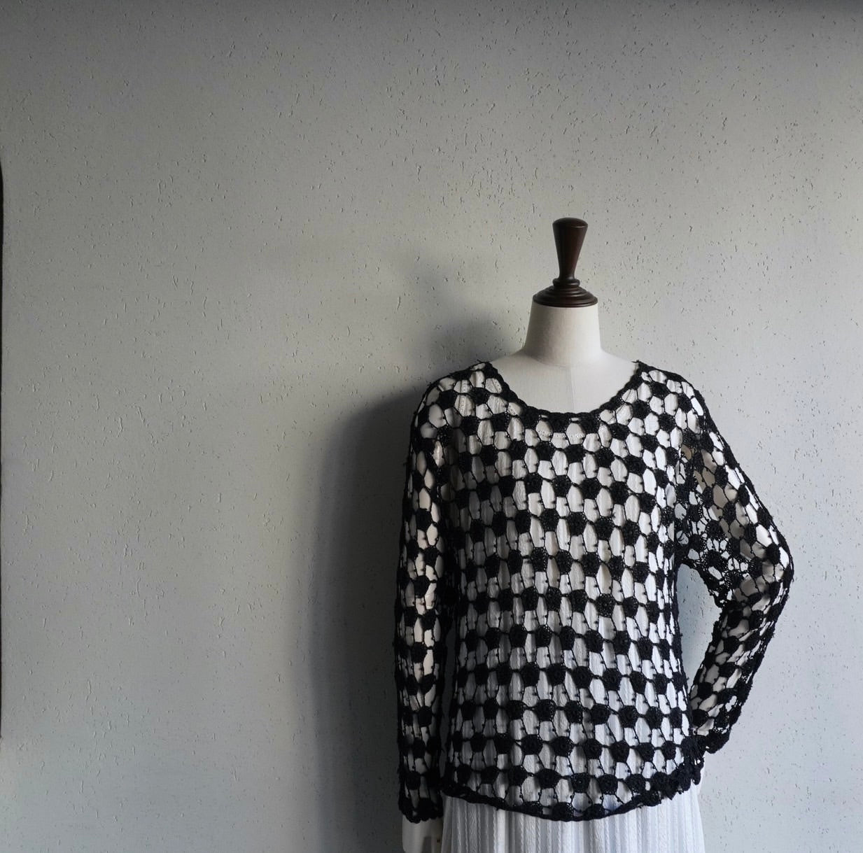 80s Black Crochet Top