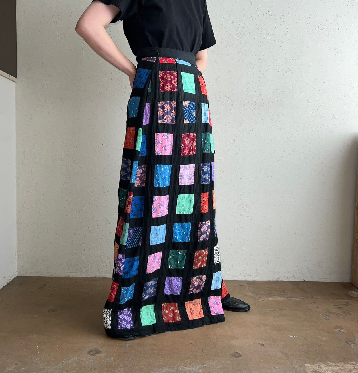 70s Patchwork Wrap Skirt