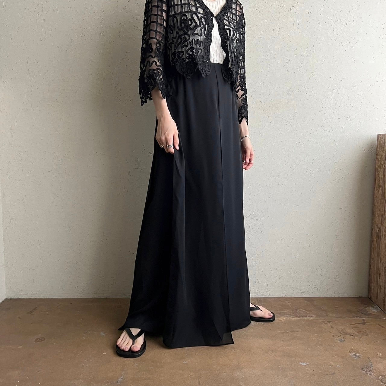 90s Slit Design Wide Pants