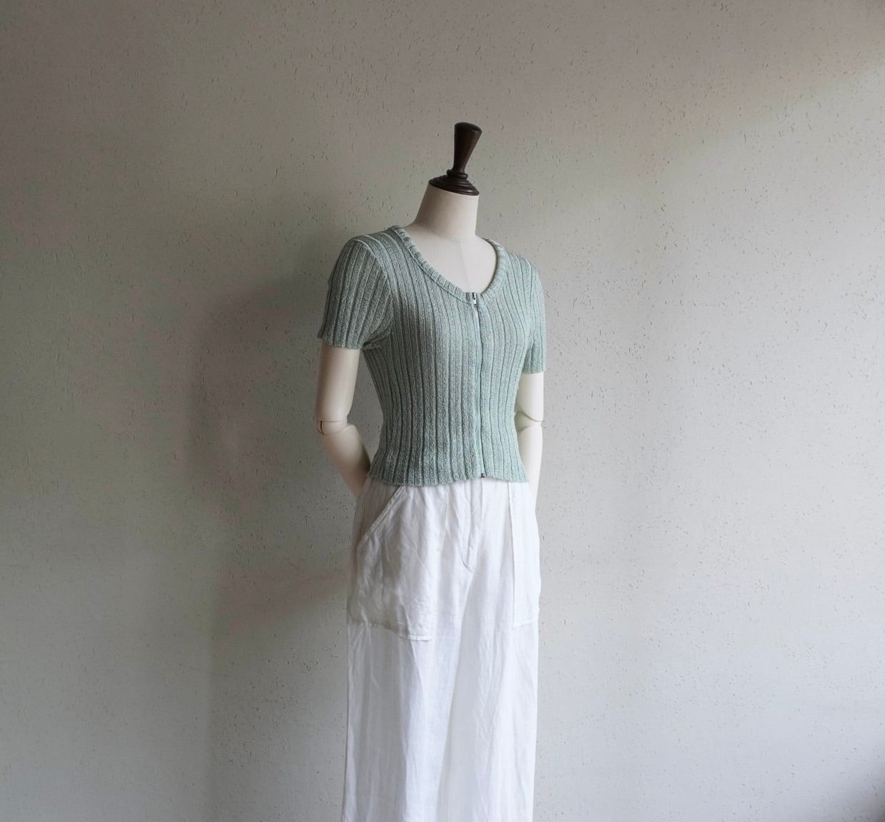 80s Ribbed Zip Top