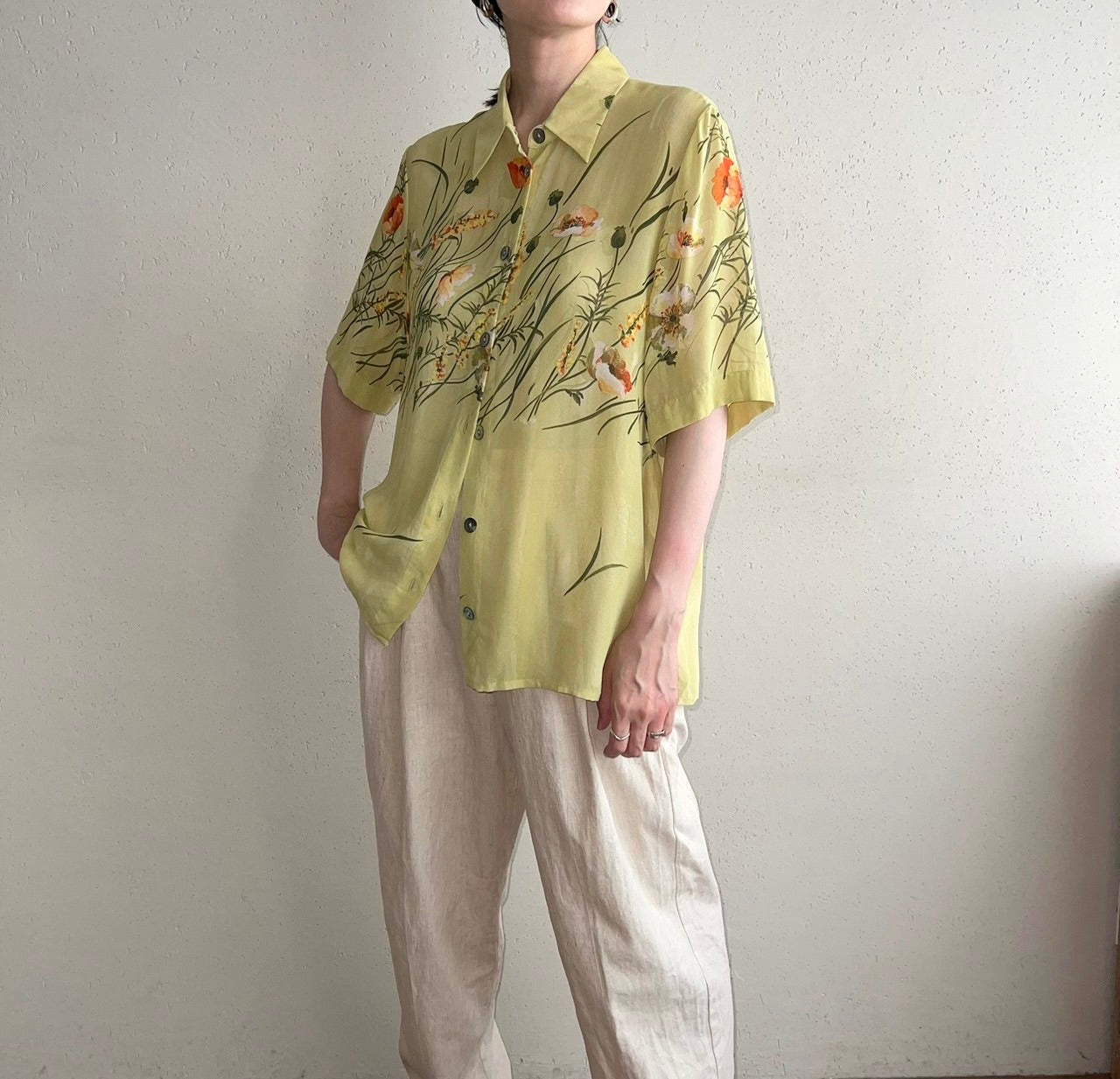 90s EURO Printed Sheer Shirt
