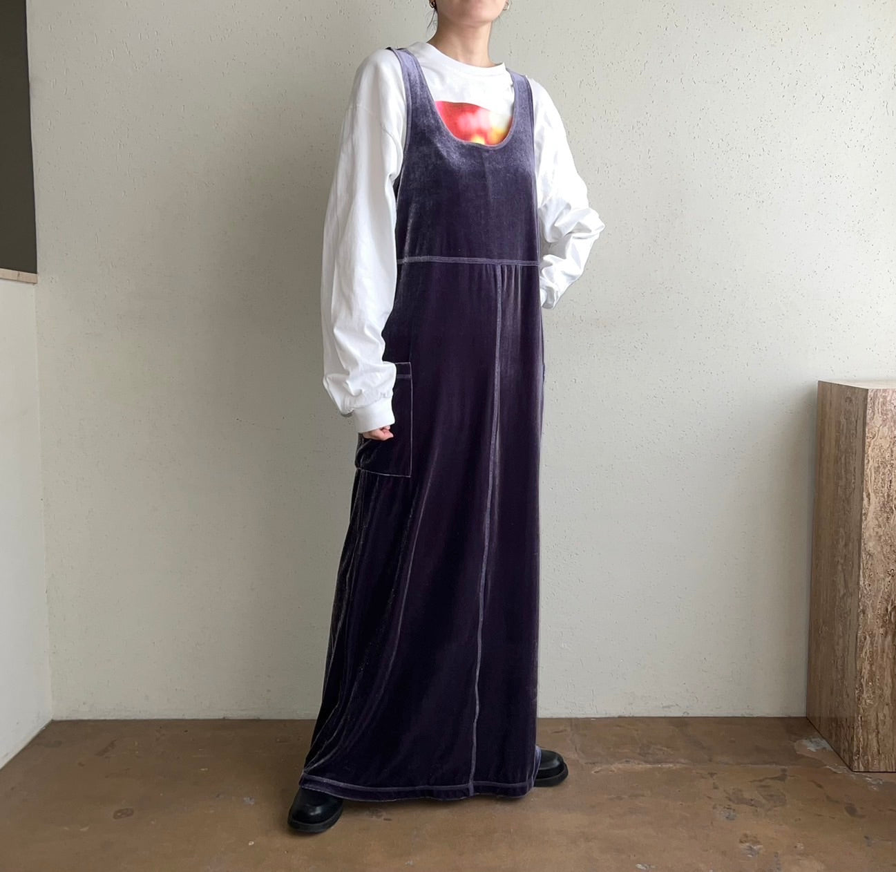 90s Velor Maxi Dress Made in USA Dead Stock