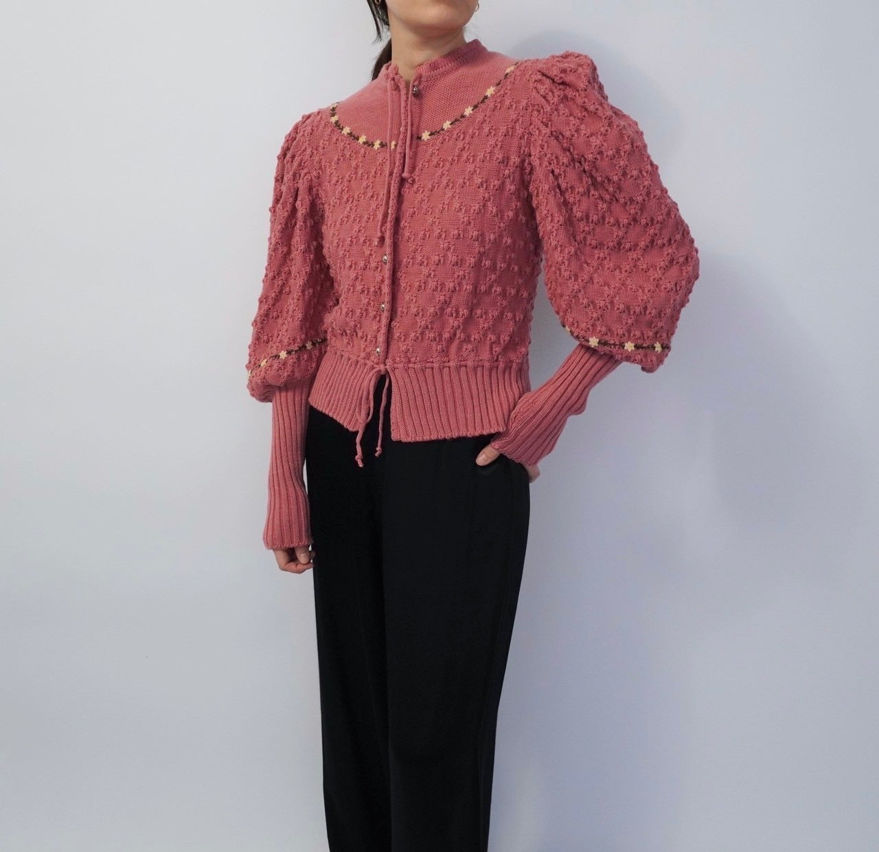 80s Embroidery Knit Cardigan