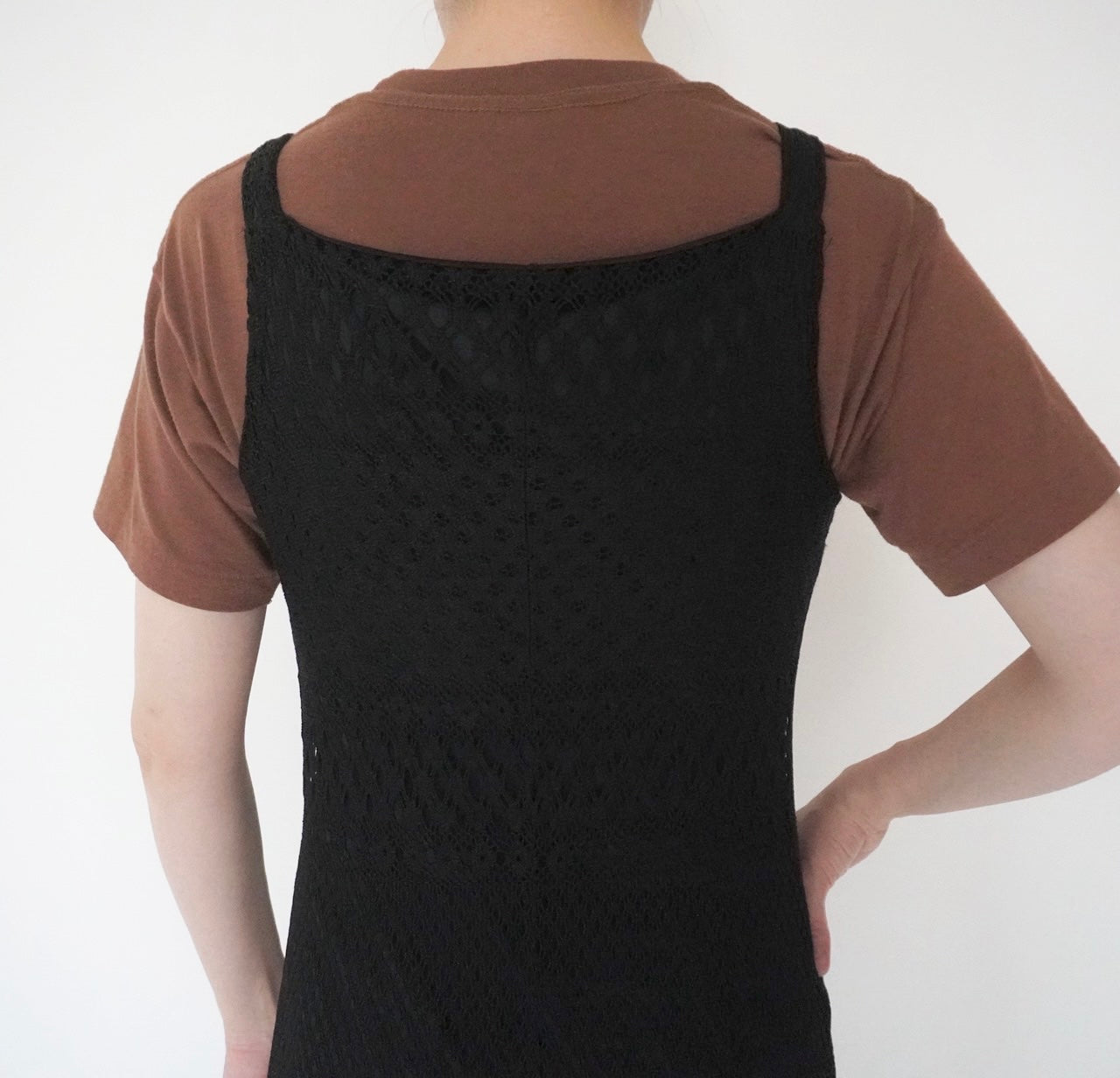 90s Lace Design Black Dress Made in USA