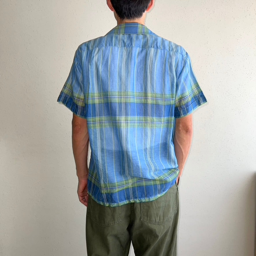 60s Blue Plaid Box Shirt