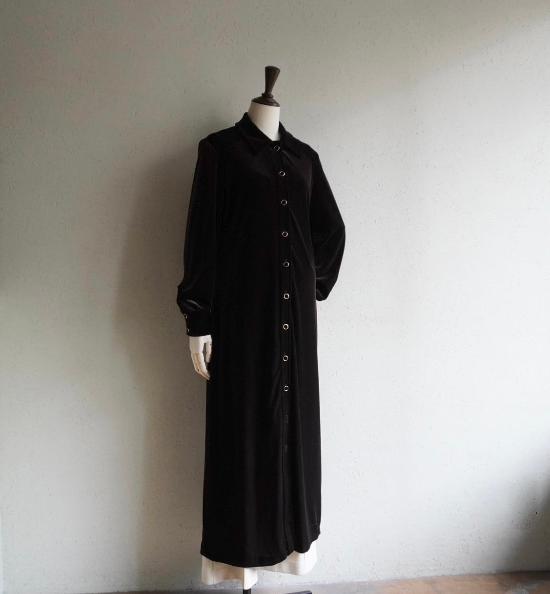 90s Brown Velor Maxi Dress Made in USA