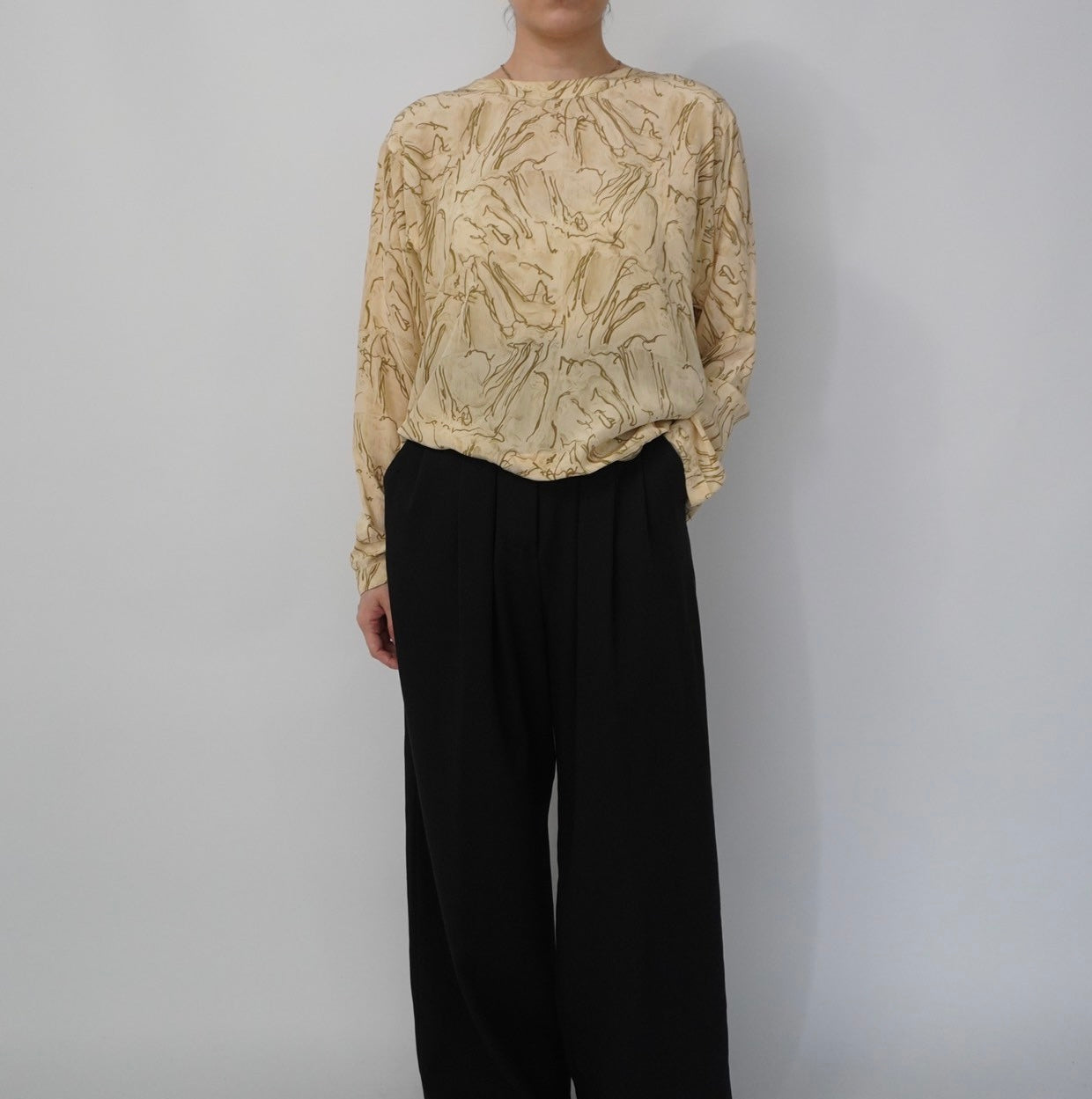 80s Silk Pattern Blouse