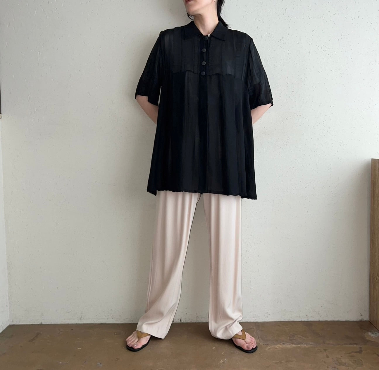 90s Black Sheer Shirt Made in Italy