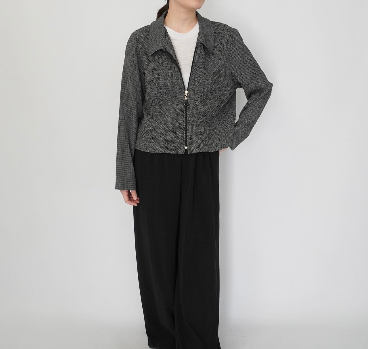 90s Pleat Zip Shirt,Jacket