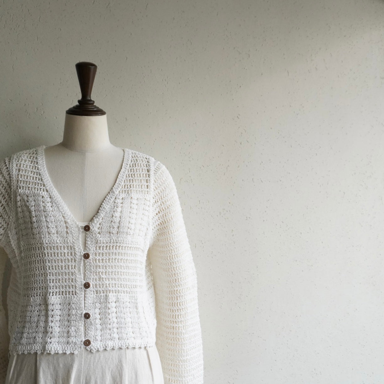 90s White Crochet Cardigan