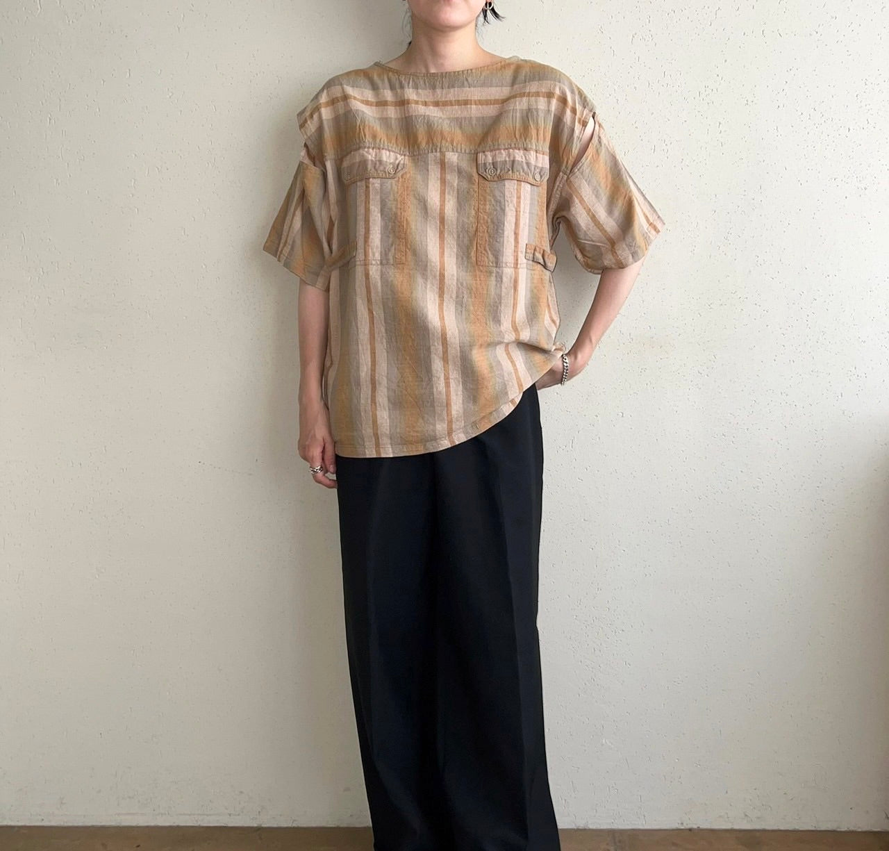 90s EURO Striped Blouse