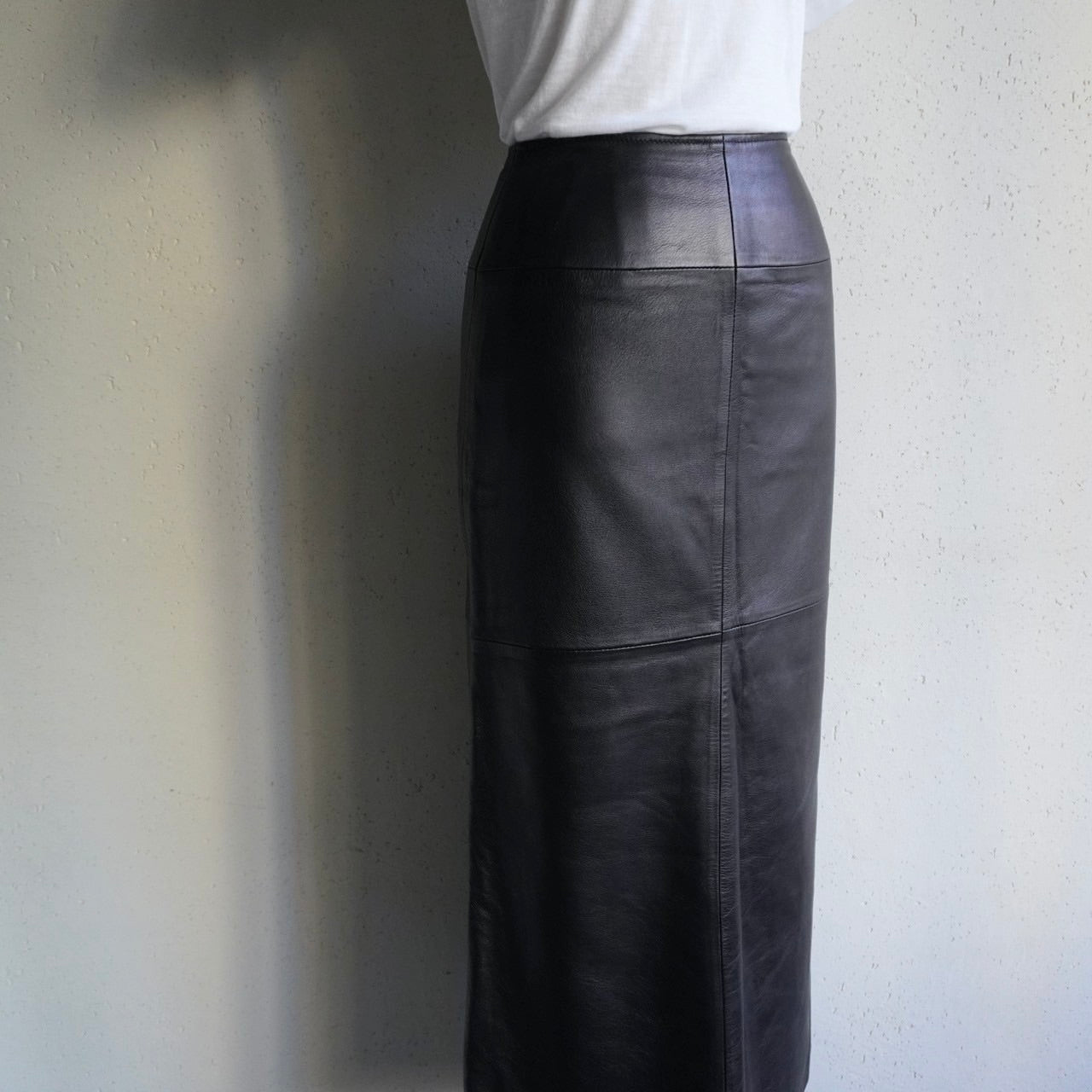 90s Black Leather Skirt