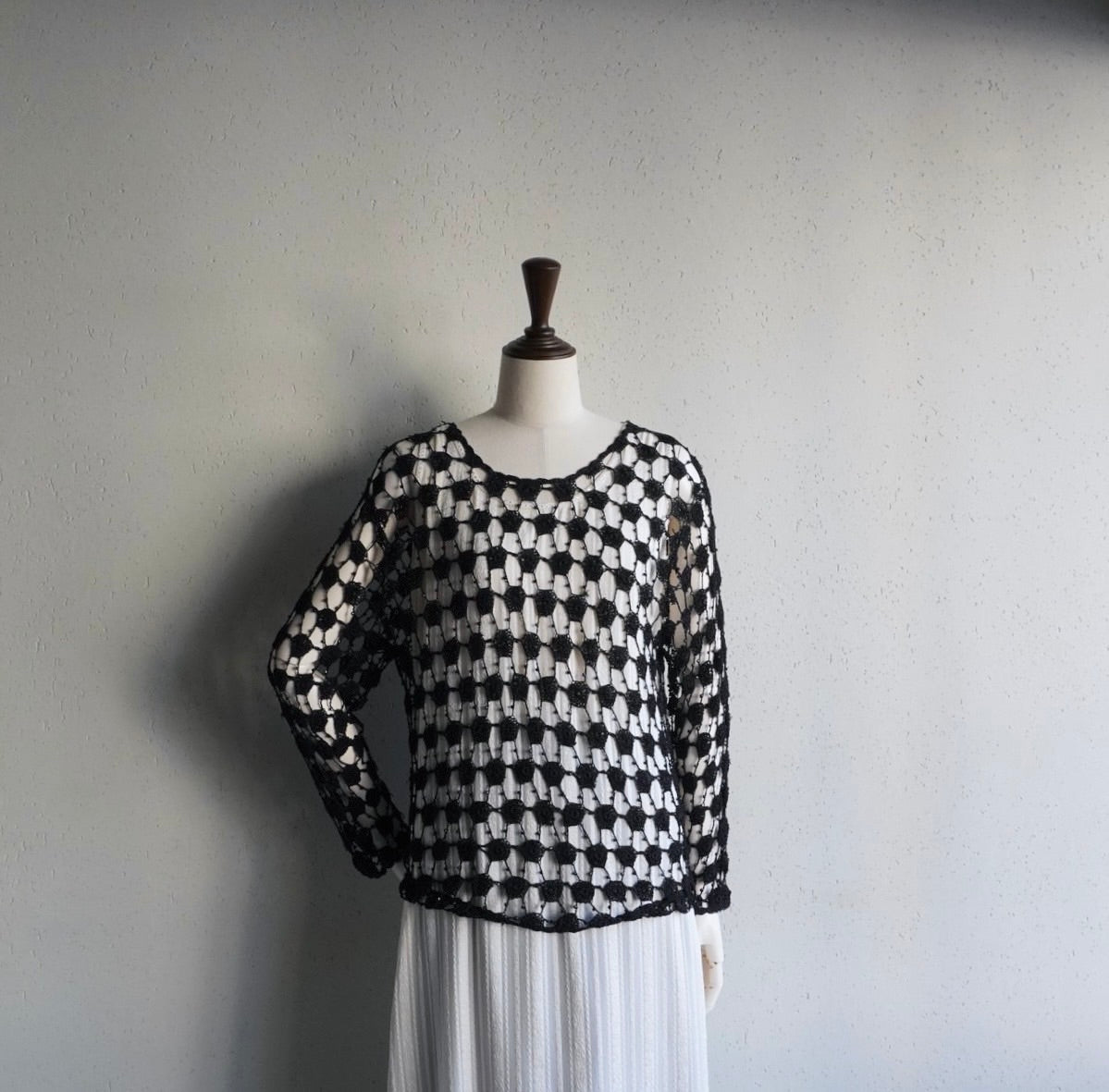 80s Black Crochet Top