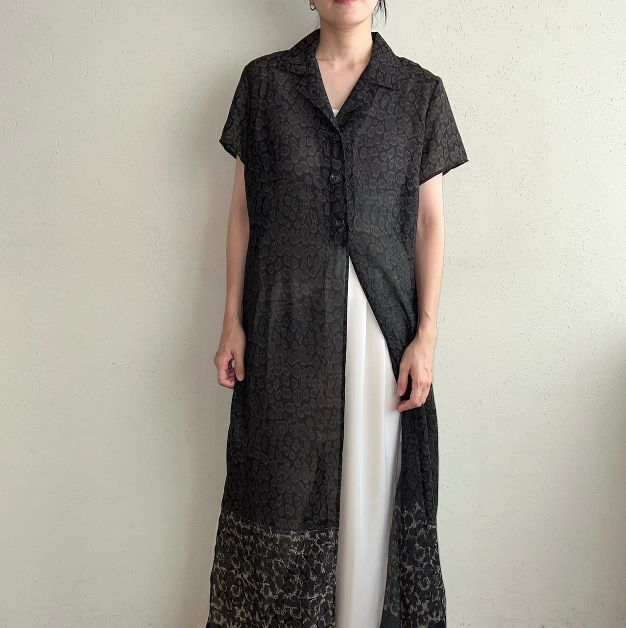 90s Printed Sheer Dress Made in USA