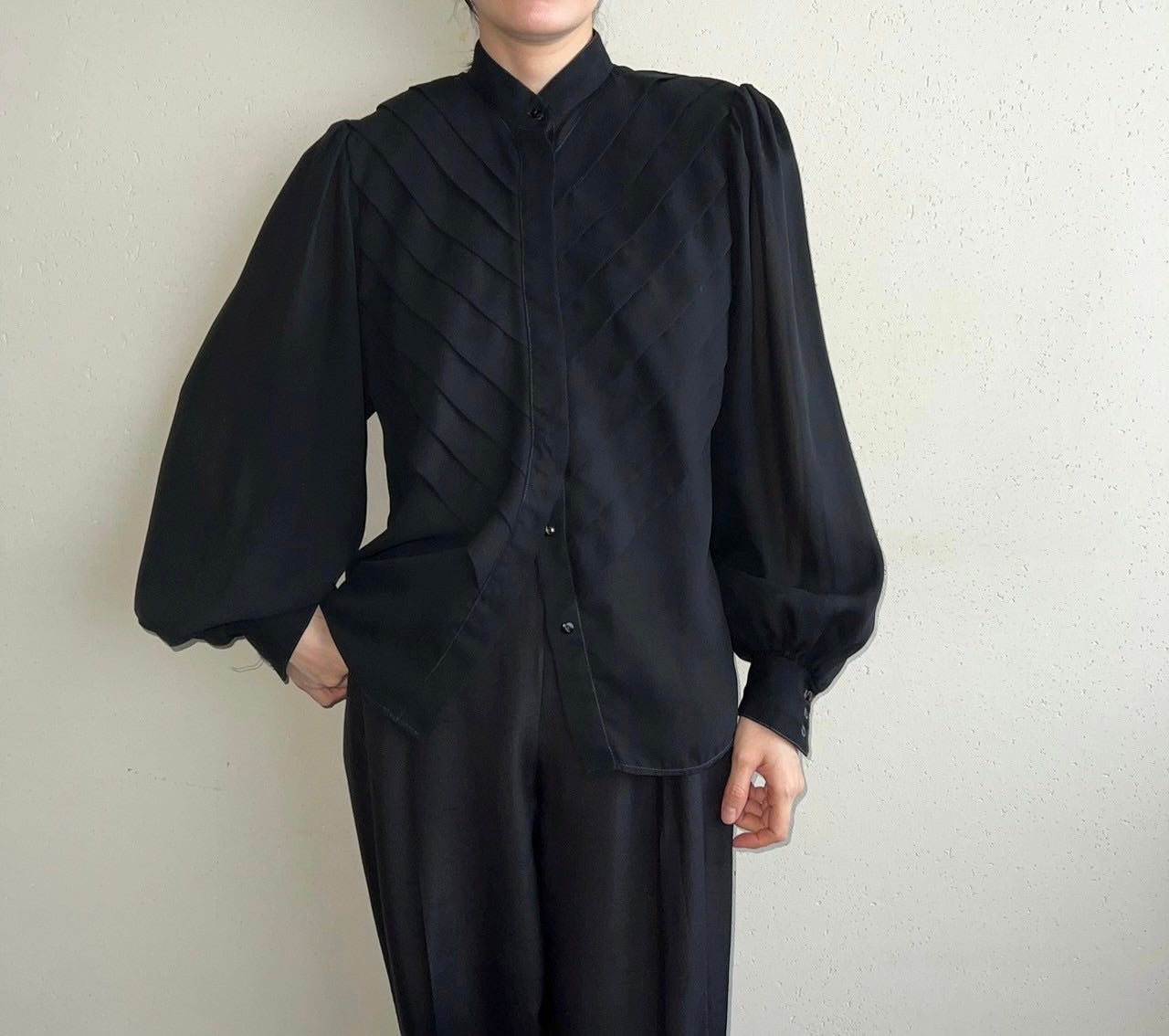 90s Pleated Design Blouse Made in USA