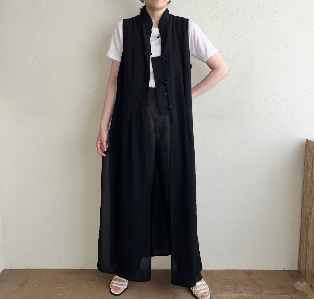 90s Asian Design Sheer Vest Made in USA