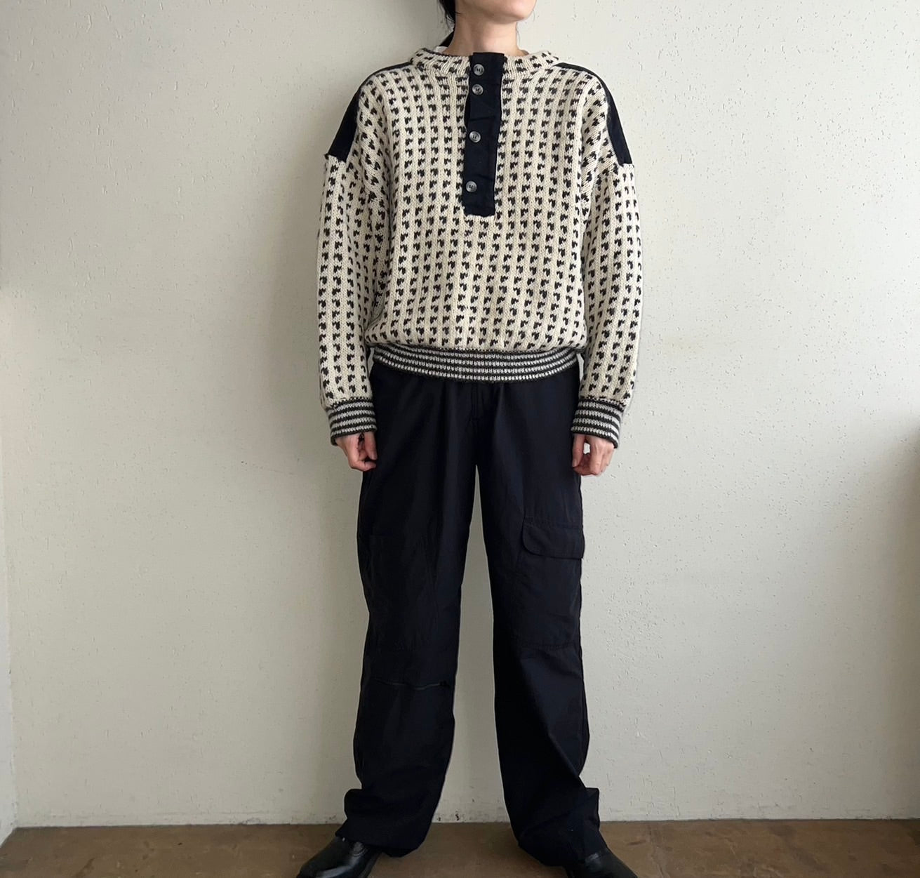 80s Black x White Knit Made in Norway