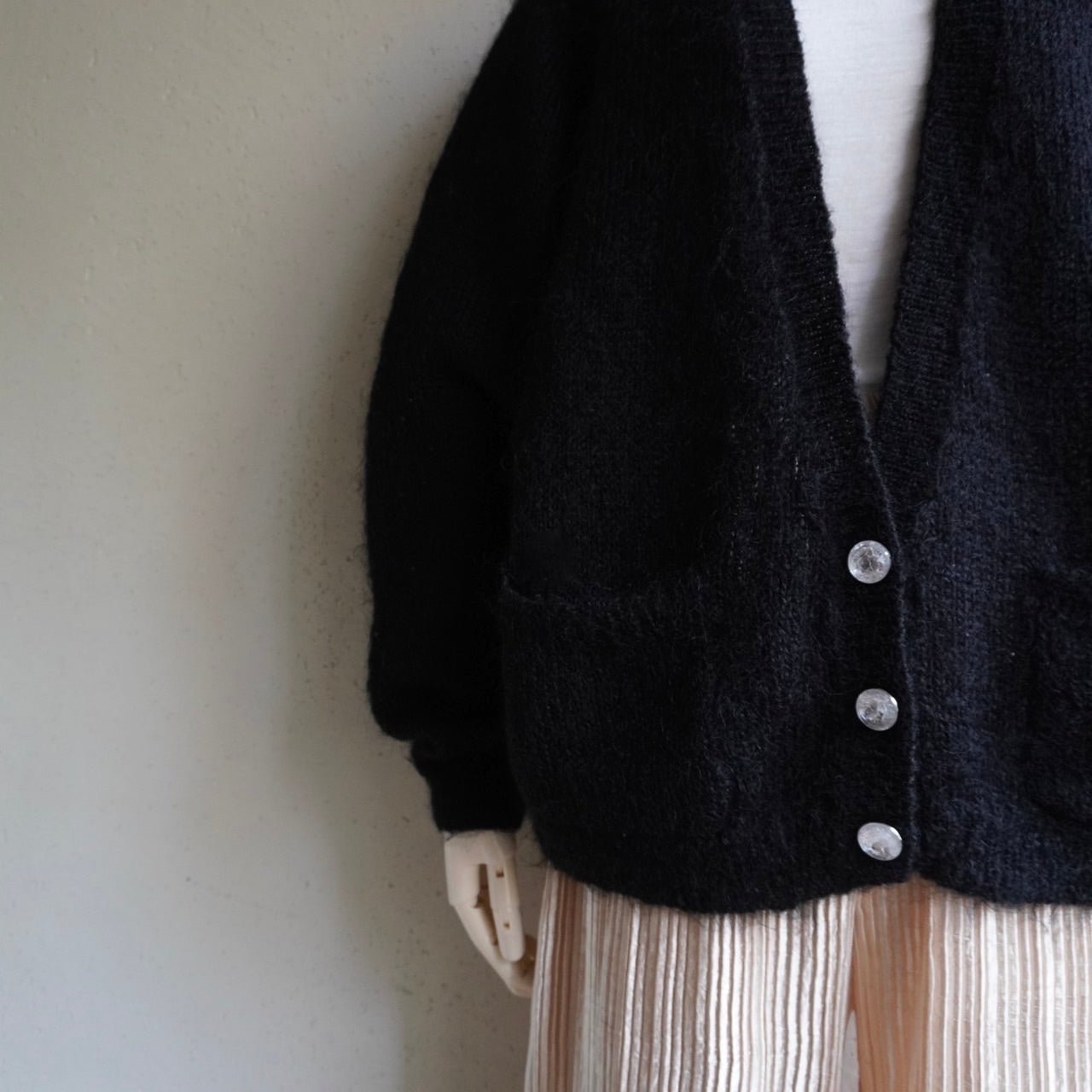 90s Black Mohair Knit Cardigan