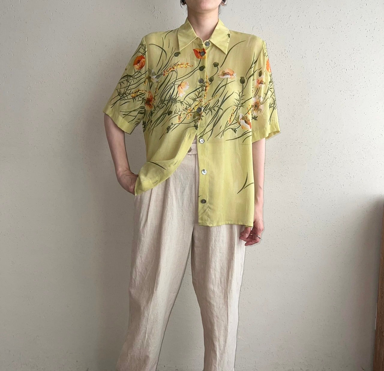 90s EURO Printed Sheer Shirt