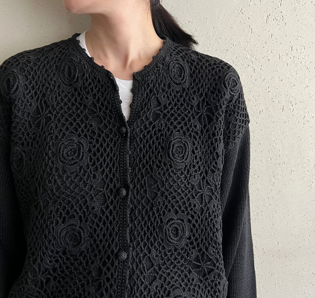 90s Cotton Design Knit Cardigan
