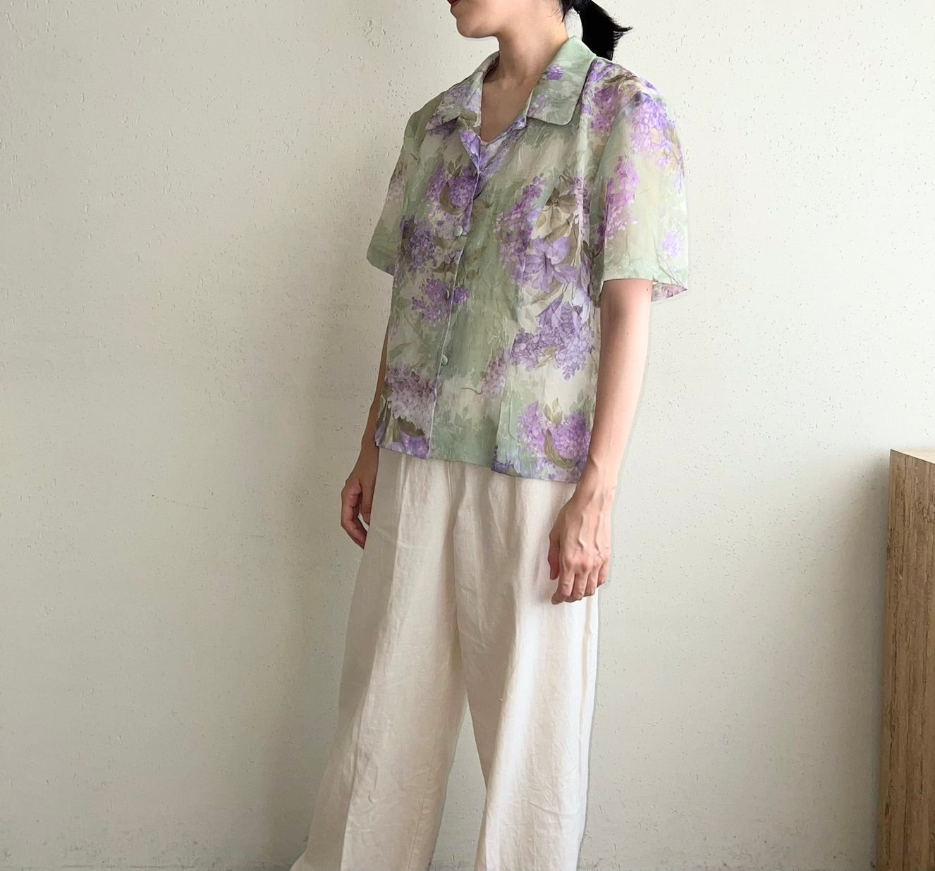 90s Printed Sheer Shirt