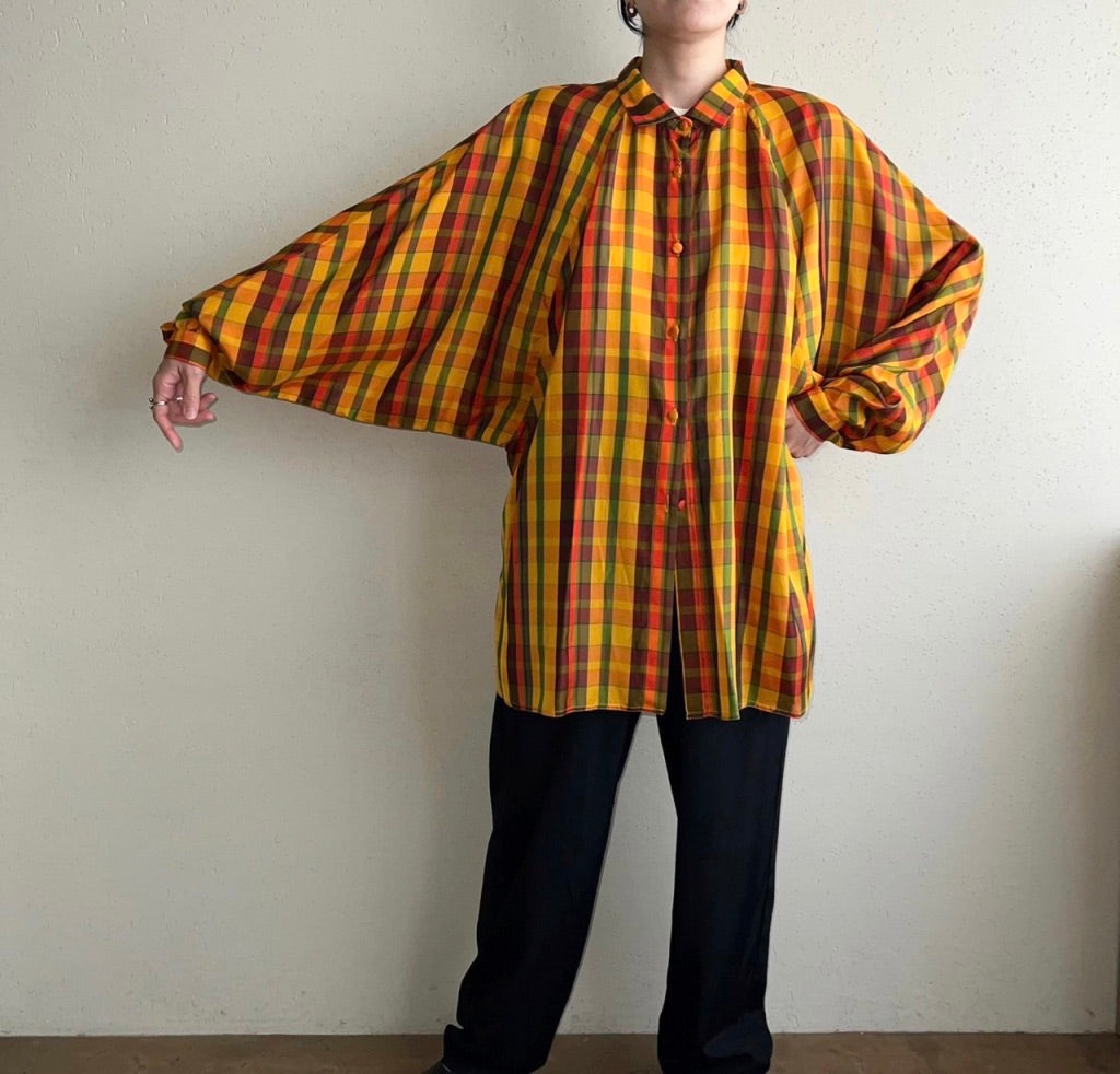 90s EURO Plaid Blouse