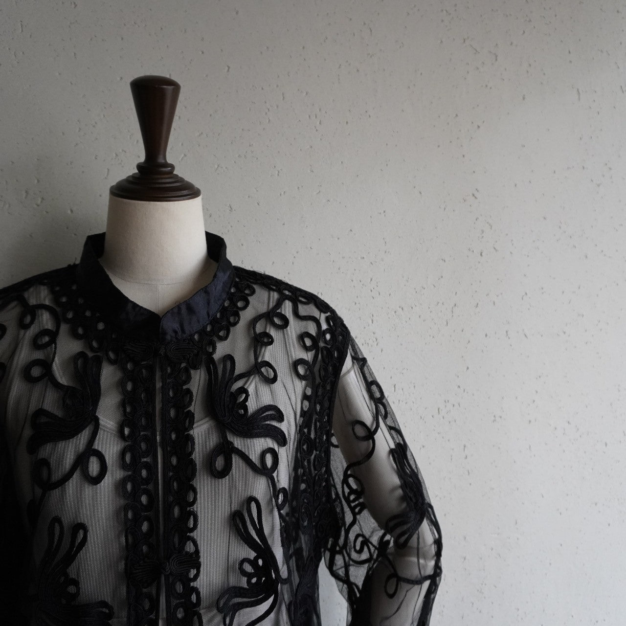 90s Black Cord Lace Blouse
