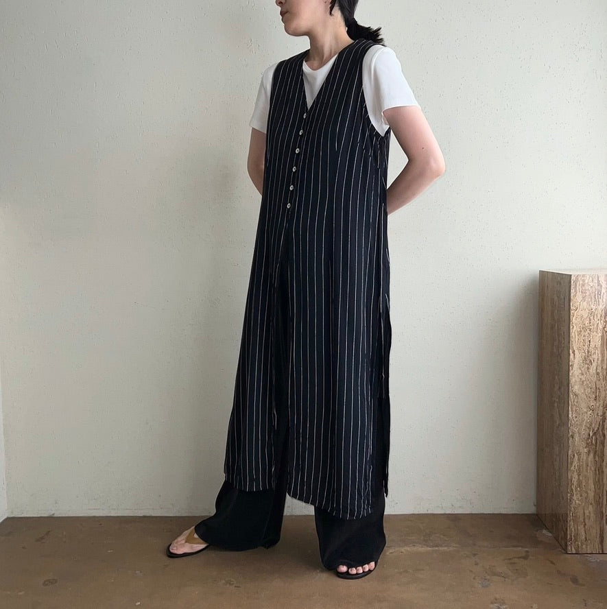 90s Striped Long Vest,Dress