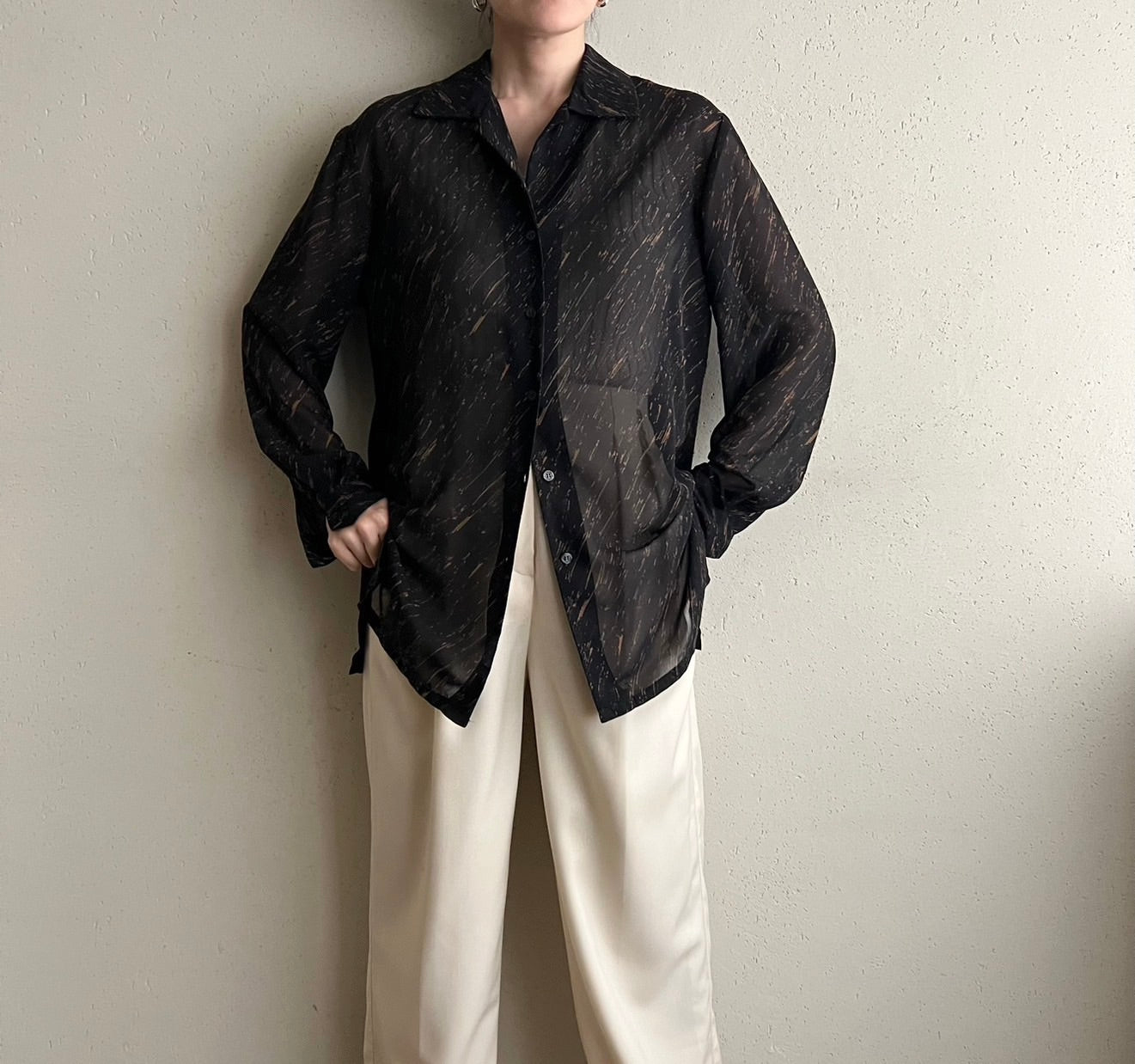 90s Sheer Printed Shirt