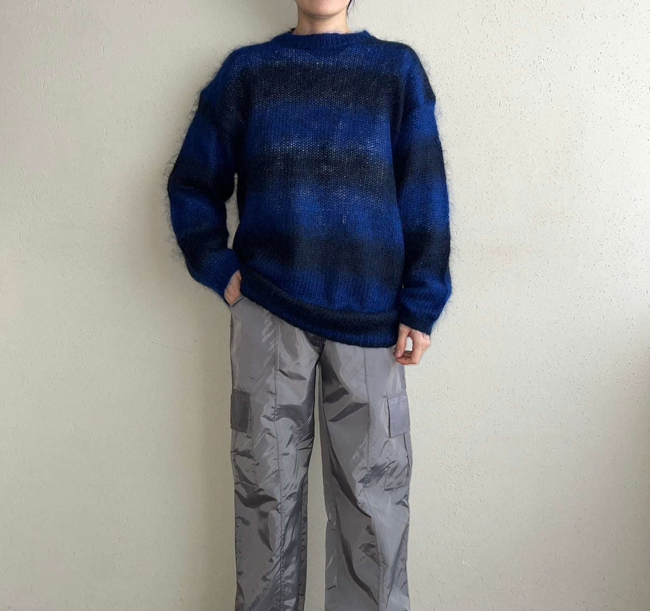 90s Black x Blue Mohair Knit