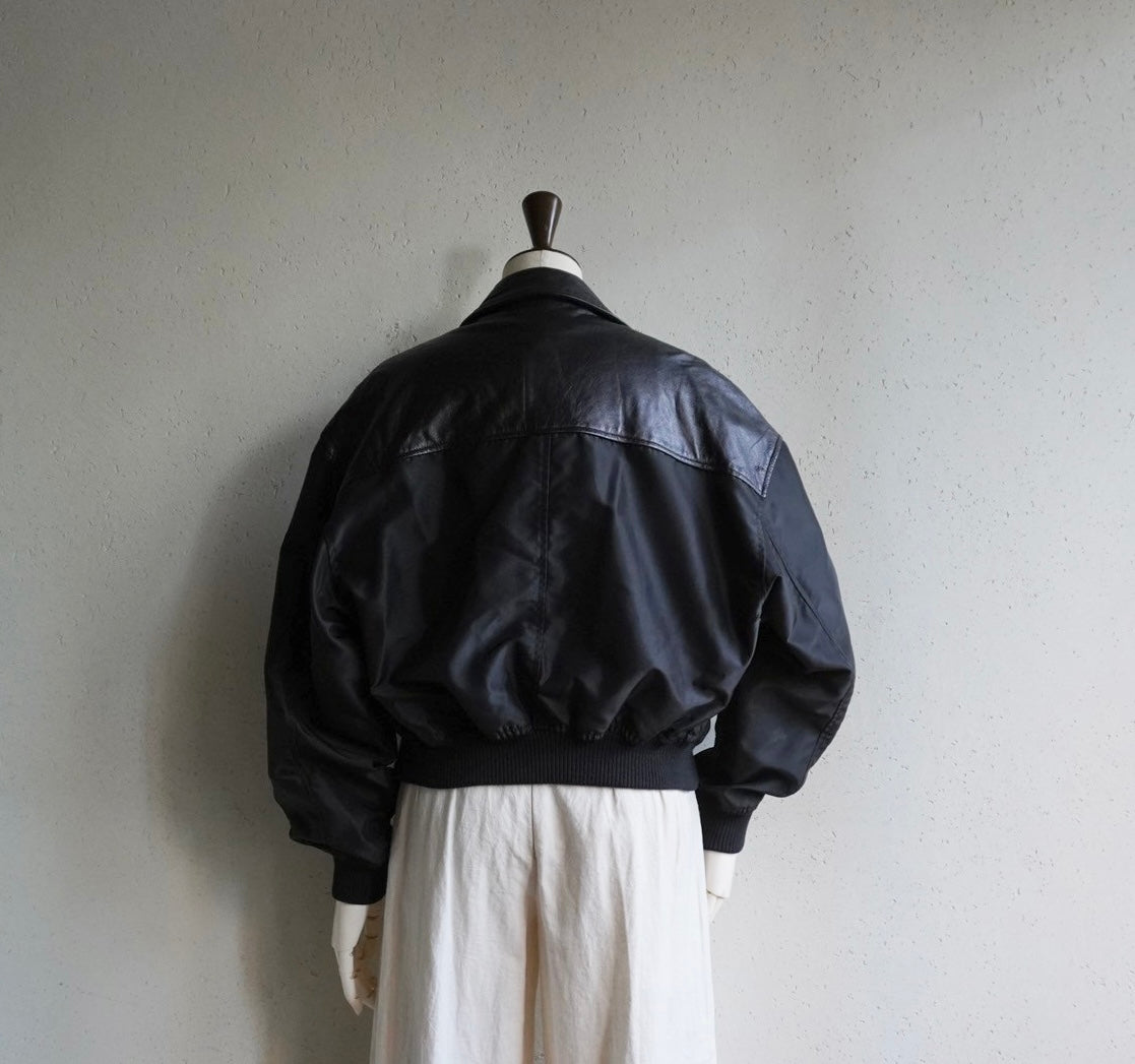 90s Nylon×Leather Jacket Made in USA