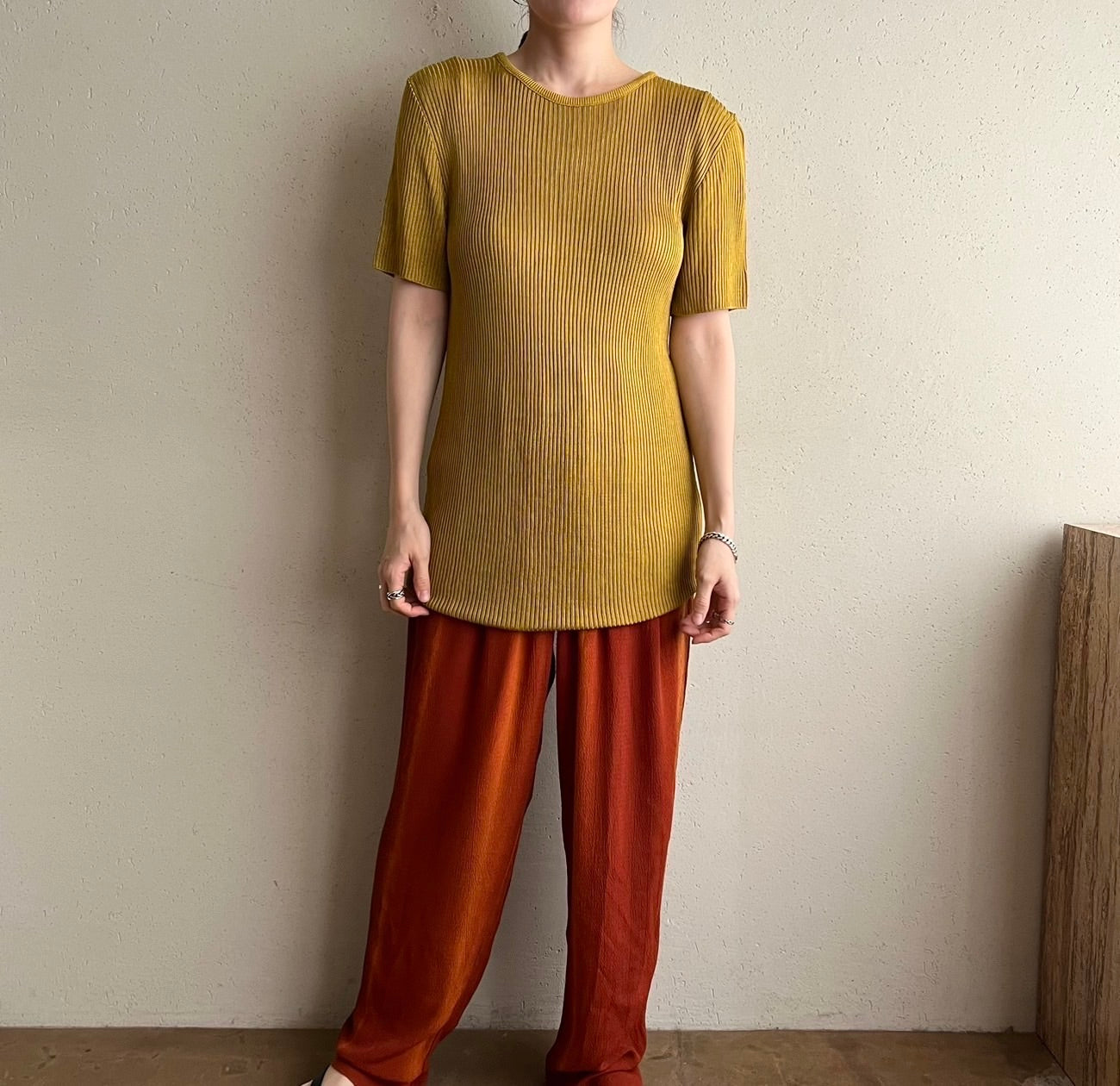90s Ribbed Long Top Made in USA