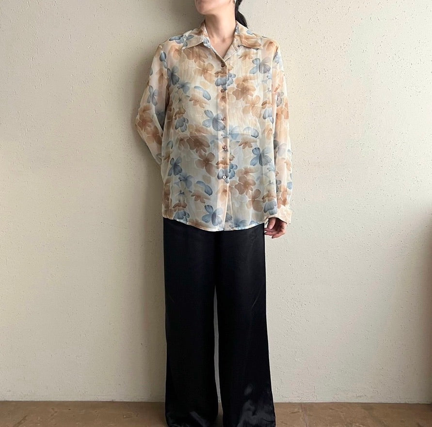 90s Printed Sheer Shirt