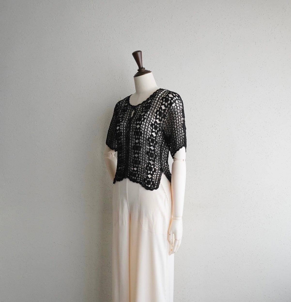90s Black Crochet Top