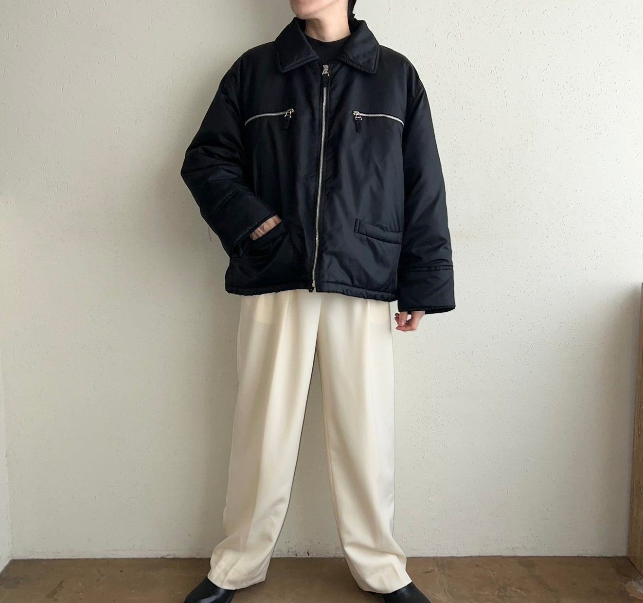 90s Black Nylon Jacket Made in Italy